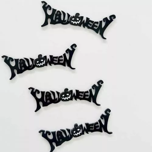 Набор зеркальных акриловых топперов "Halloween" надпись, черный