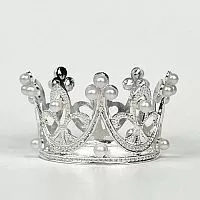 Декоративная мини- корона на торт с жемчугом 5см, серебро