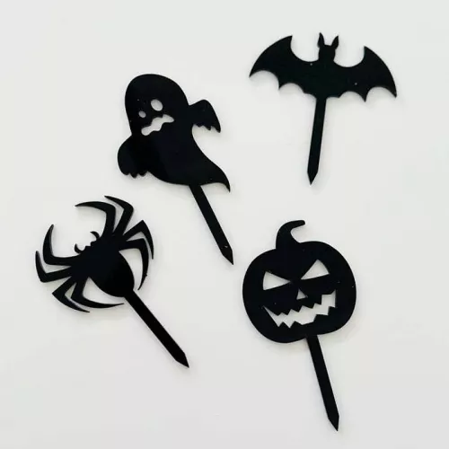 Набор зеркальных акриловых топперов "Halloween" фигуры, черный