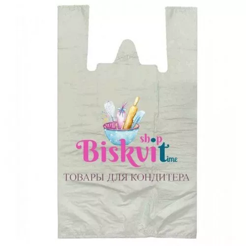Пакет майка с логотипом "Biskvit"