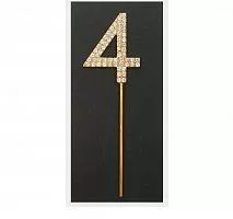 Топпер "4" со стразами, золото