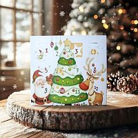 Коробка - адвент для 16 конфет "Новый год", 17,6*17,6*3,7см