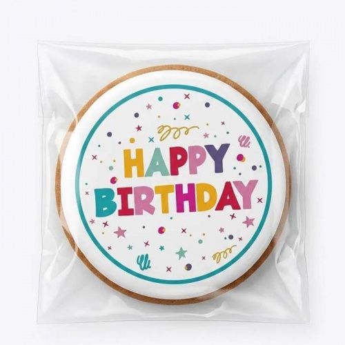 Пряник имбирный "Happy Birthday " круг, 7см