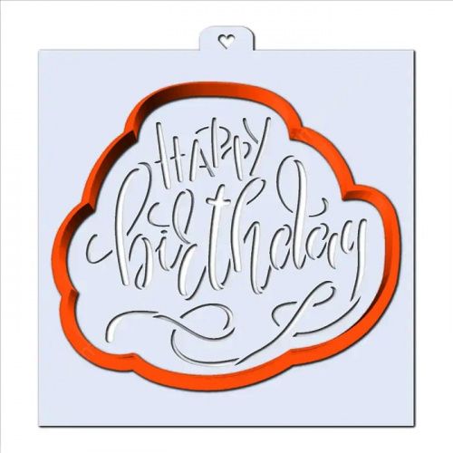 Пластик. Форма для печенек с траф. "Happy birthday"